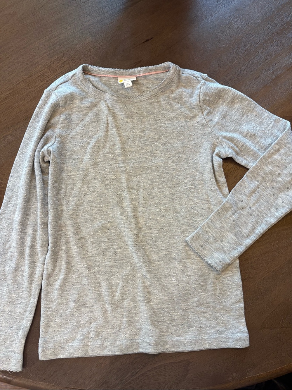 Mini Boden Girl’s Slub cotton Heather Gray Long Sleeve Top